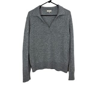 Jigsaw Sweater Womens Medium Gray V Neck Collar Long Sleeve Knit Wool Cashmere